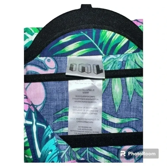 NWOT IML men’s tropical flamingo short sleeve button down size M - Picture 3 of 3